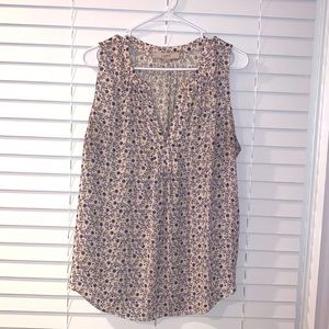 LOFT mixed media floral blouse